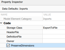 Property Inspector window attached to the Code Mappings editor. Shows
                            the selected PreserveDimensions property check box