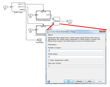 Interface for the Merge block parameters. The Initial
                                    output value is not defined. 