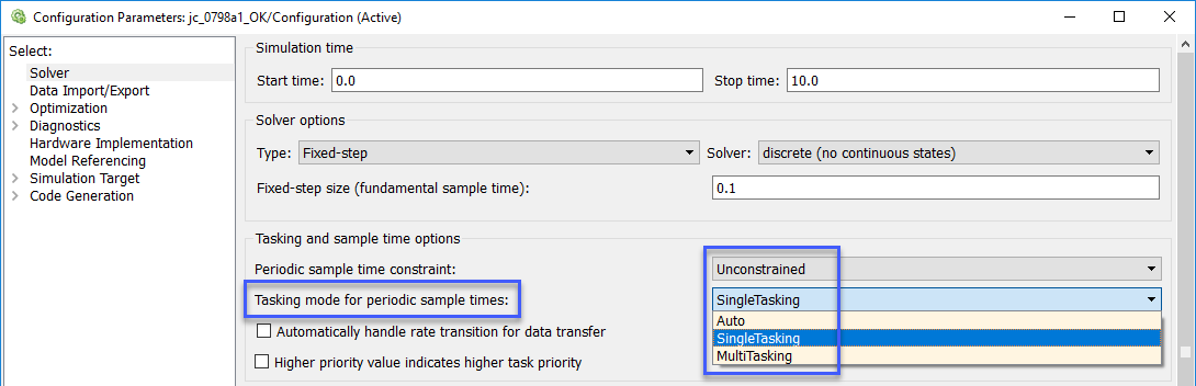 Screen capture of the "Tasking mode for periodic sample
                                        times" configuration parameter.