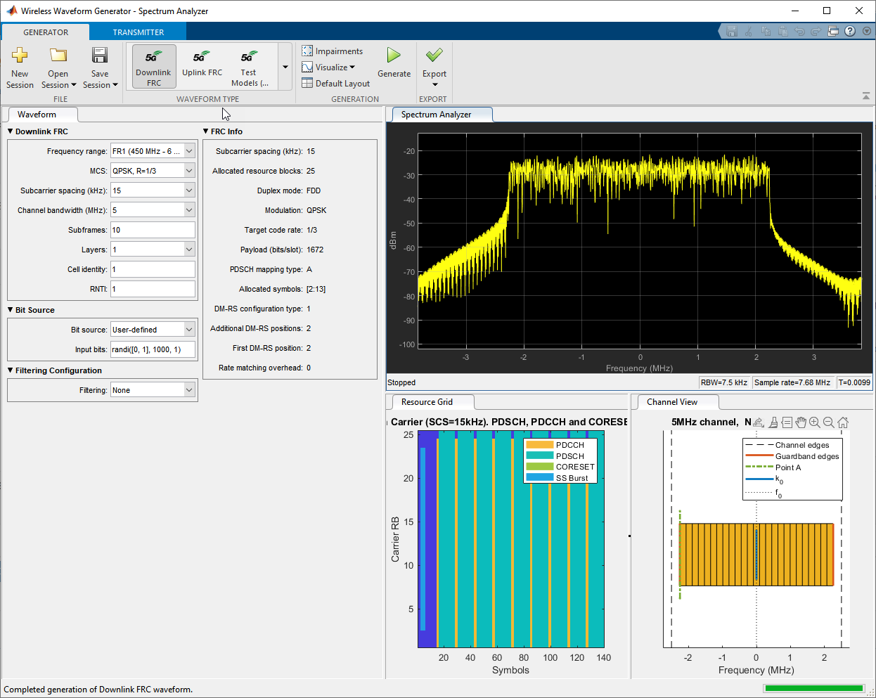 5G Waveform Generator app