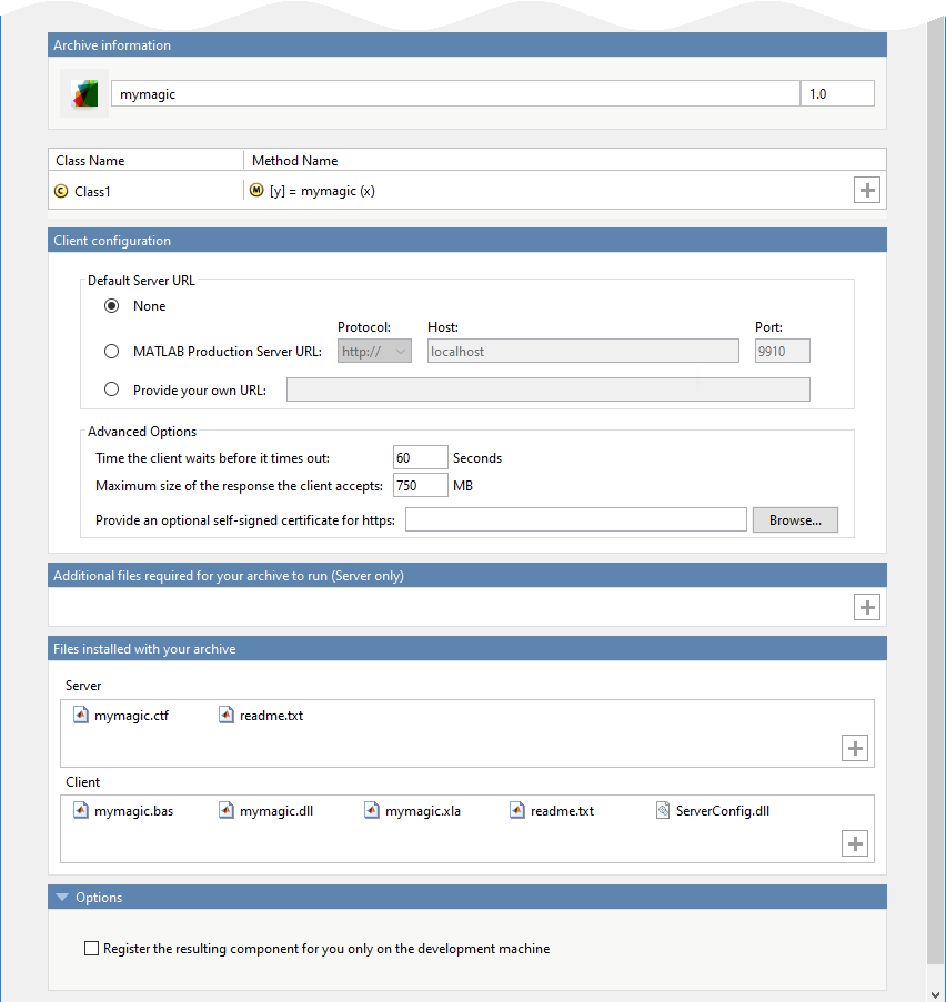 Screen shot of Production Server Compiler app.