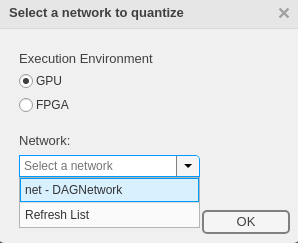Select a network and execution environment