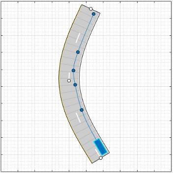 The car with a trajectory that follows the right lane of the road.