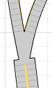 Two single-lane roads, with no direction of travel indicated, abruptly transition into a two-lane road with bidirectional travel.