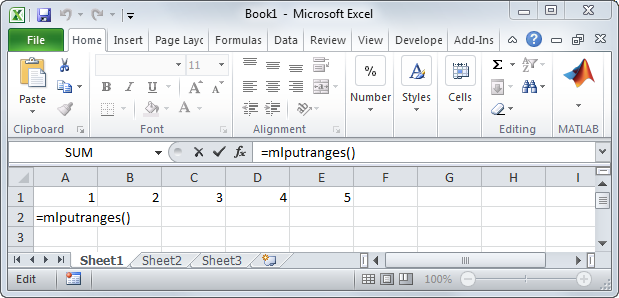 Worksheet cell A2 contains the entered text