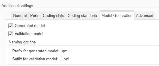 Configuration parameters option to select Validation model check box.