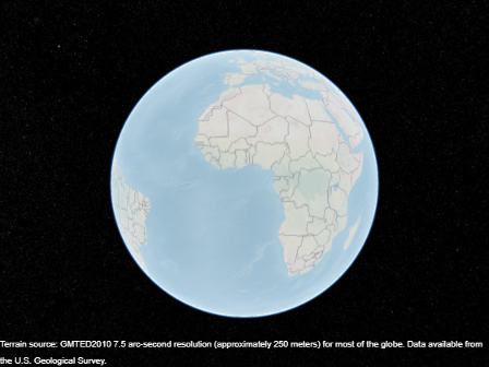 A geographic globe with the 'landcover' basemap.