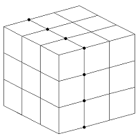 3-D cube with slice removed.