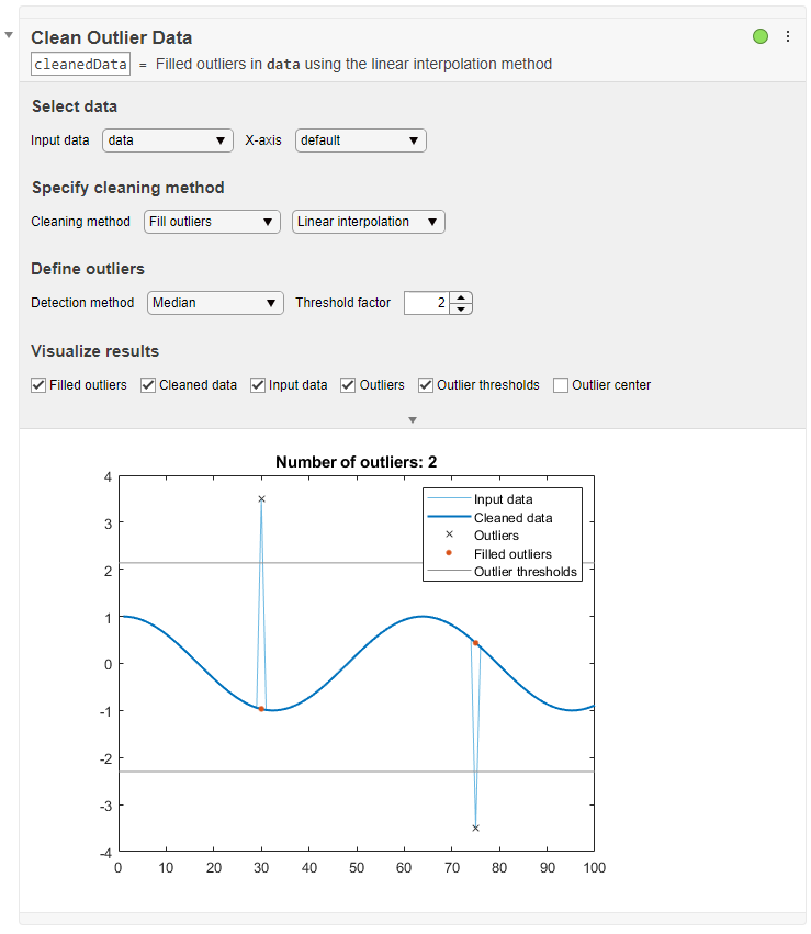 Clean Outlier Data task in Live Editor