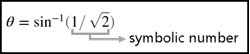 A picture showing symbolic number that represents the argument of an inverse trigonometric function.