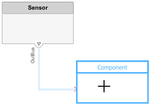 Attempt to make a new connection and a suggested component appears in light blue to be accepted by clicking on it.