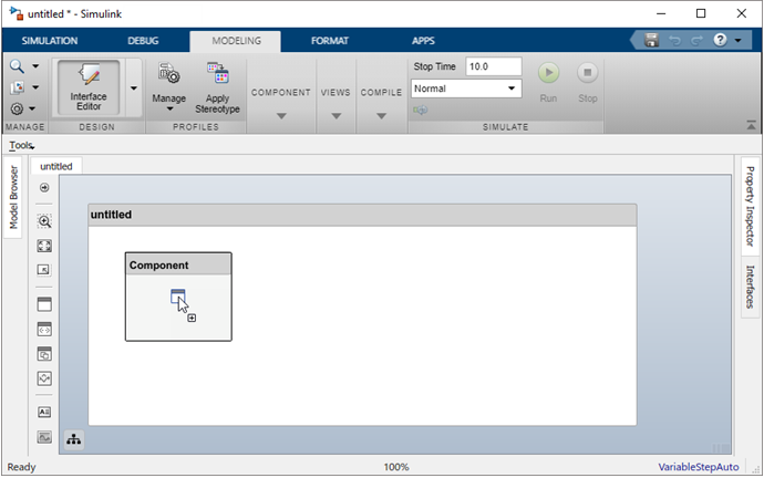 Clicking and dragging a component and then committing it by clicking on the light blue outline with the mouse.