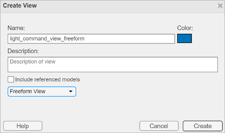 Create view dialog with Freeform View option.