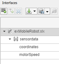 Displays the interface elements named 'coordinates' and 'motor speed' below the interface named 'sensor data'.