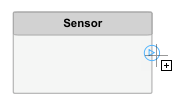 Adding a component port to the right side of the Sensor component. The port displays as a light blue outline until you commit to it.