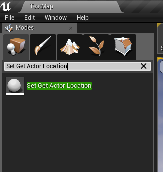 Unreal Editor modes tab