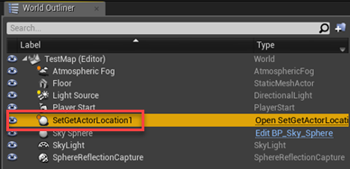 Unreal Editor World Outliner tab