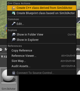 Unreal Editor class actions