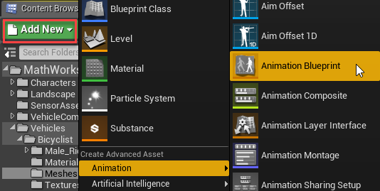 Unreal Editor add animation blueprint