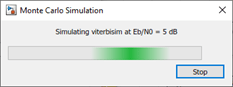 Monte Carlo Simulation progress dialog box, which has a stop button