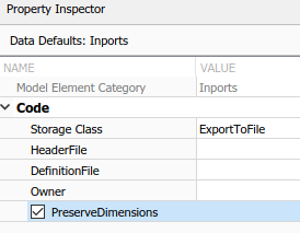 Property Inspector attached to the Code Mappings editor. Shows the selected PreserveDimensions property check box
