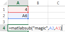 Worksheet cell A4 contains the entered text