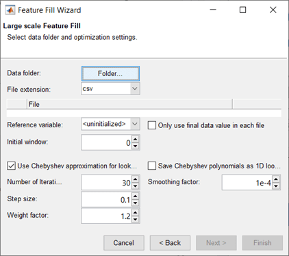 Image showing feature fill wizard with optimization settings