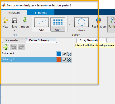 Open Subarray Selection editor