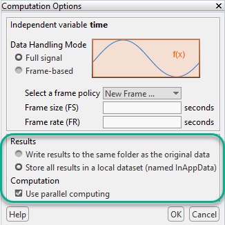 Computation options in Diagnostic Feature Designer with a green box around the options that you can change just before generating code.