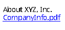 The first line contains the text "about XYZ, Inc." The second line contains a hyperlink with the text "CompanyInfo.pdf"