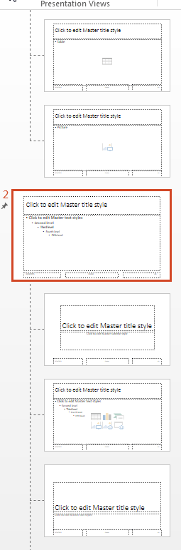 Slide master and layout pane with new master slide