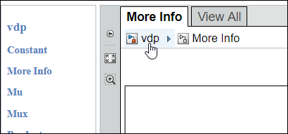 More Info pane, with the mouse pointing to vdp.