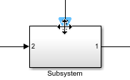 A port is dragged from the left side of the block to the top side of the block.