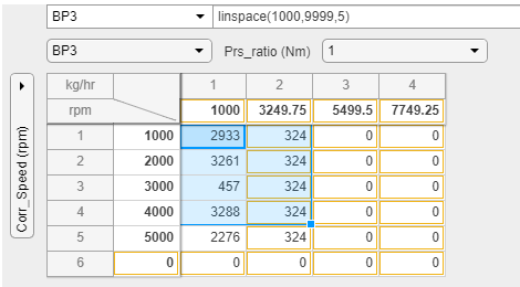 Lookup Table property dialog box drag selection.