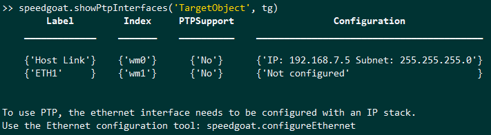 Image of Speedgoat show PTP interfaces function output