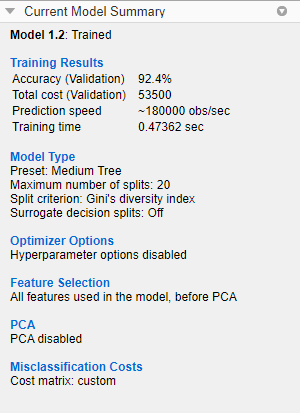 Current Model panel