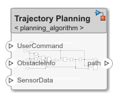 After linking the model, a referenced model appears between the chevrons called 'planning algorithm'.