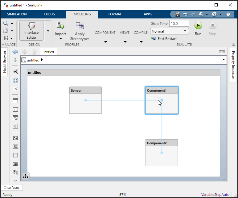 Click and drag a component named Component1 to move it and it lines up with other components.