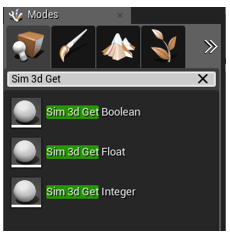 Unreal Editor Modes tab