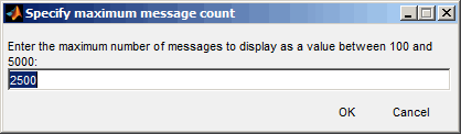 Maximum message count dialog with specified value