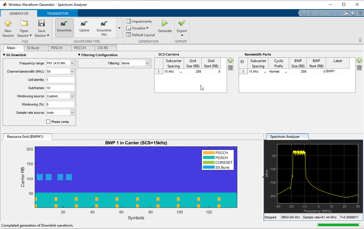 5G Waveform Generator app