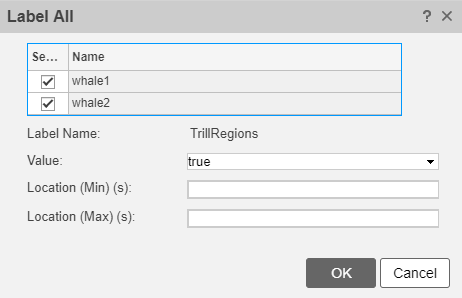 Bulk manual labeling dialog box