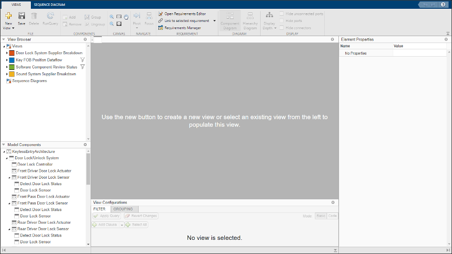 The views editor shows the option to create a new view.
