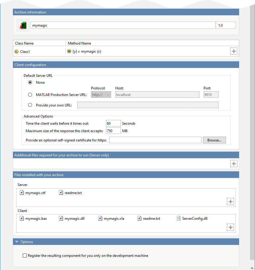 Screen shot of Production Server Compiler app.