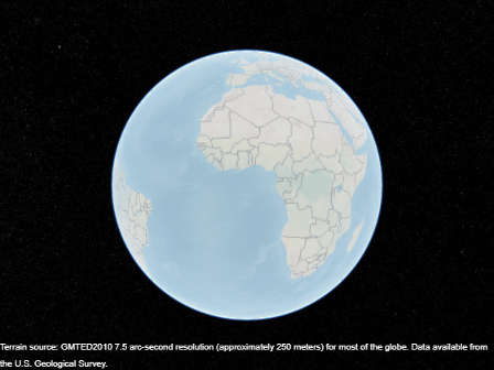 A geographic globe with the 'landcover' basemap.