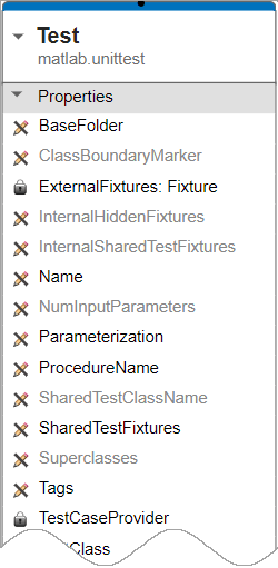 Test class with properties and methods visible