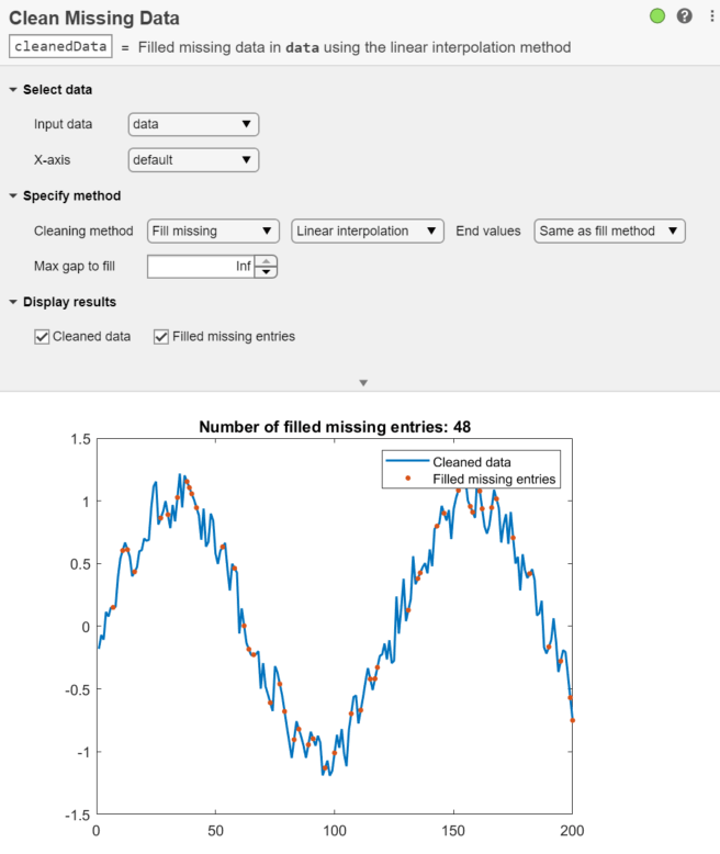 Clean Missing Data task in Live Editor