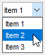 Pop-up menu with three items