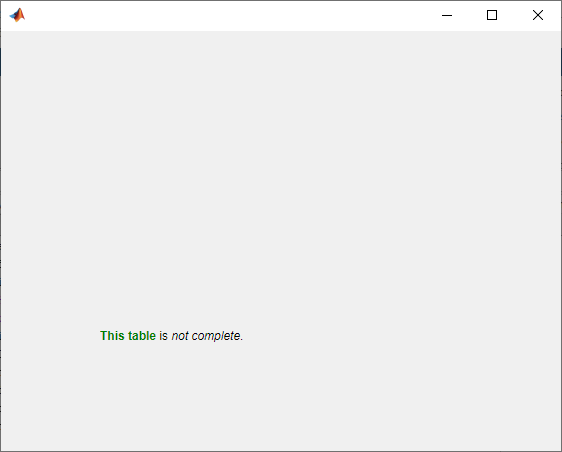 A label with the text "This table is not complete", where the words "This table" are green and bold, and the words "not complete" are italicized.