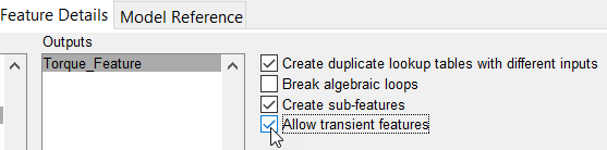 Image showing feature details tab with allow transient features selected